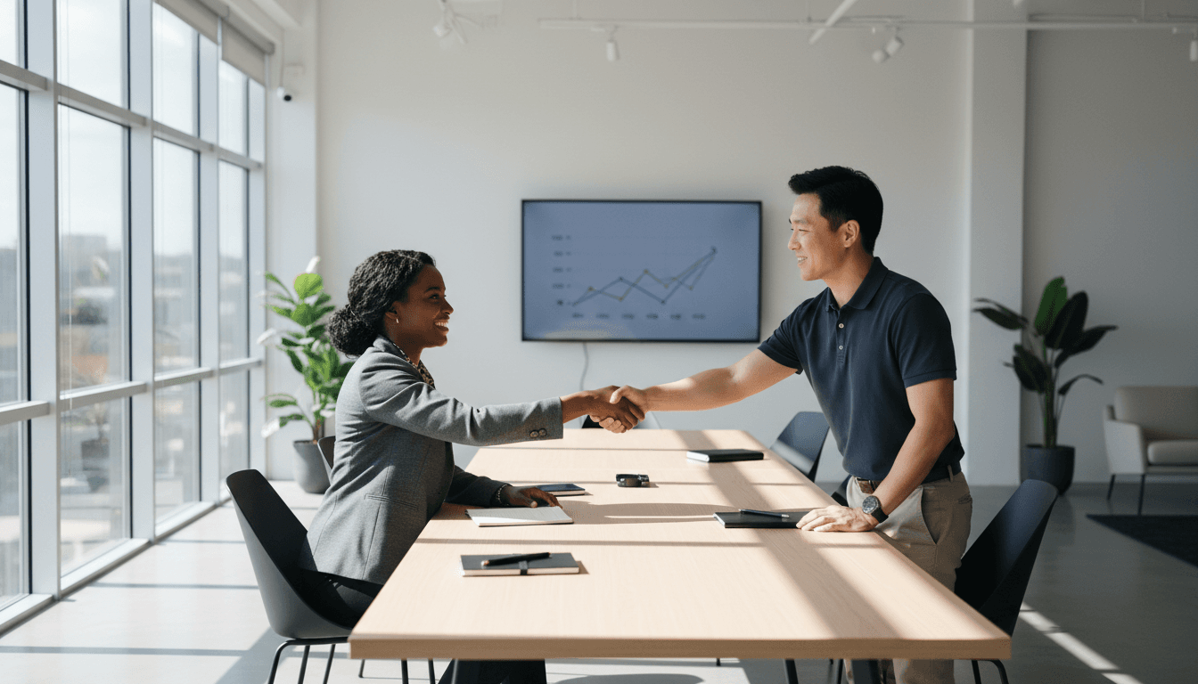 Strategic partnership meeting between business professionals